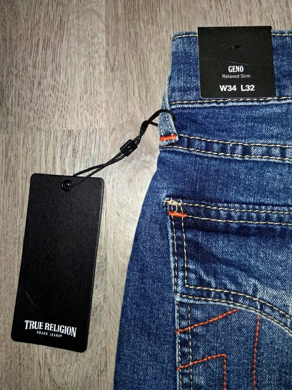 True Religion Geno Relaxed Slim Jeans Men's Size W34 x L32 Flap Back Pockets